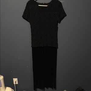 Elegant Black Lace Top and Skirt Set